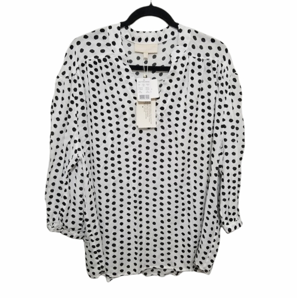 New. NWT Grand Greene ,Polka Dot Blouse, Colors: Black and white, Size XL - Picture 3 of 13